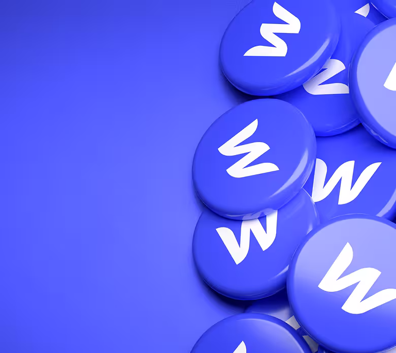 Webflow tokens on a blue surface — blog header image