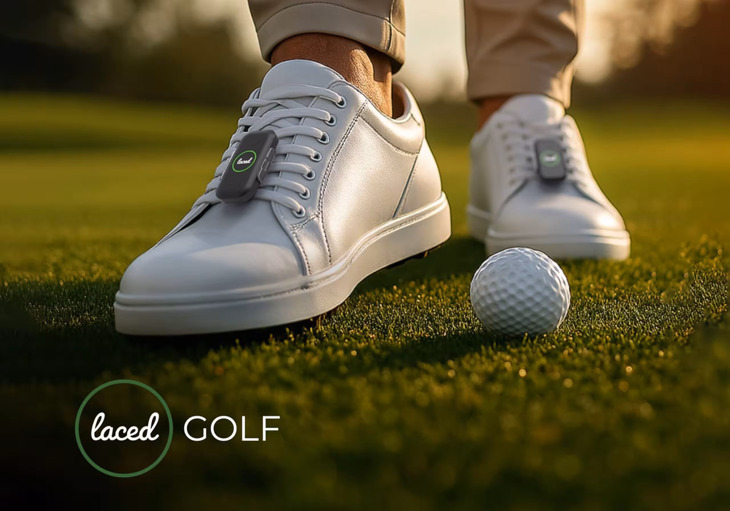 Laced Golf shoe sensor on a golf shoe