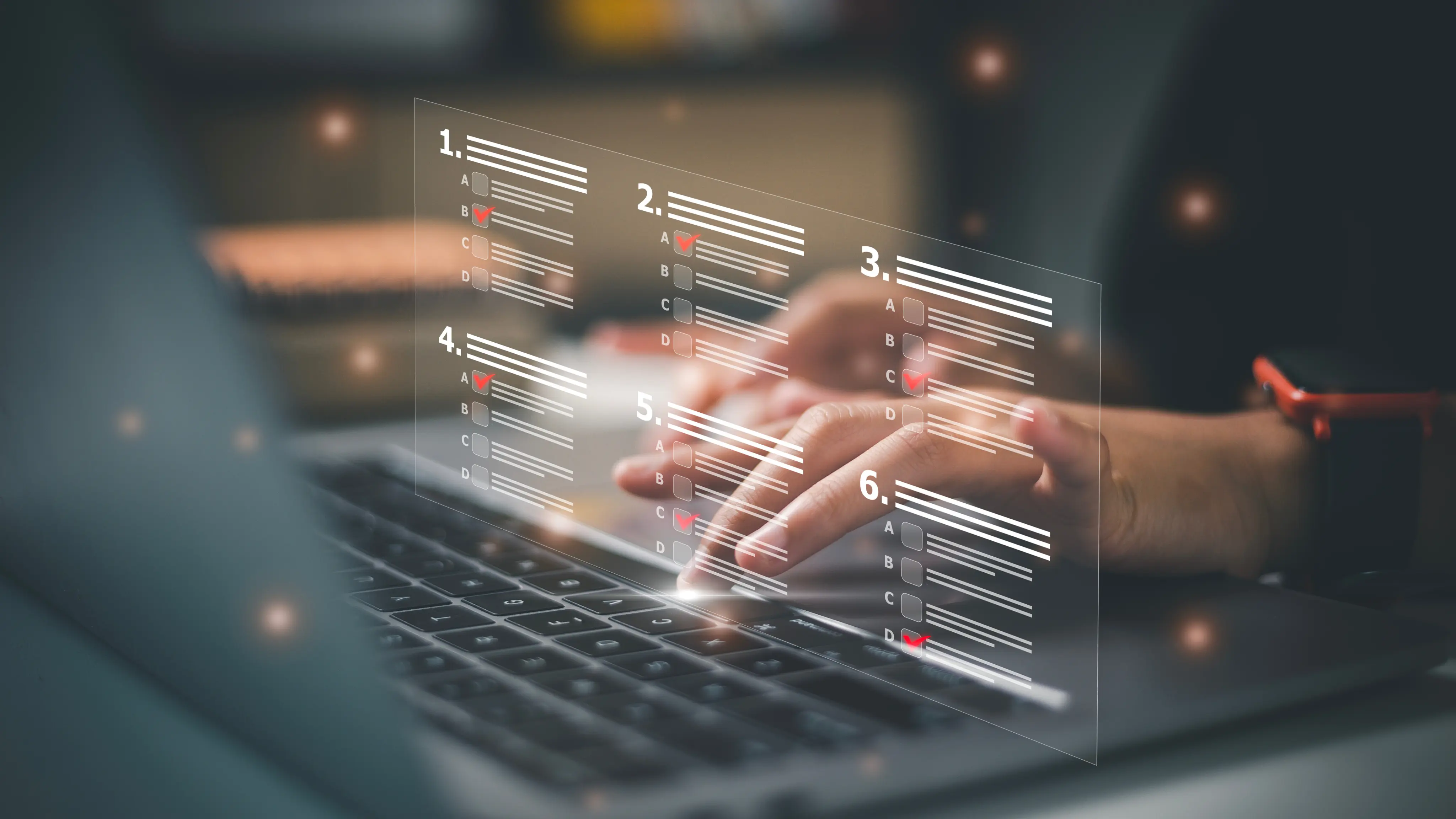 Hands on a keyboard with a data visualisation overlay
