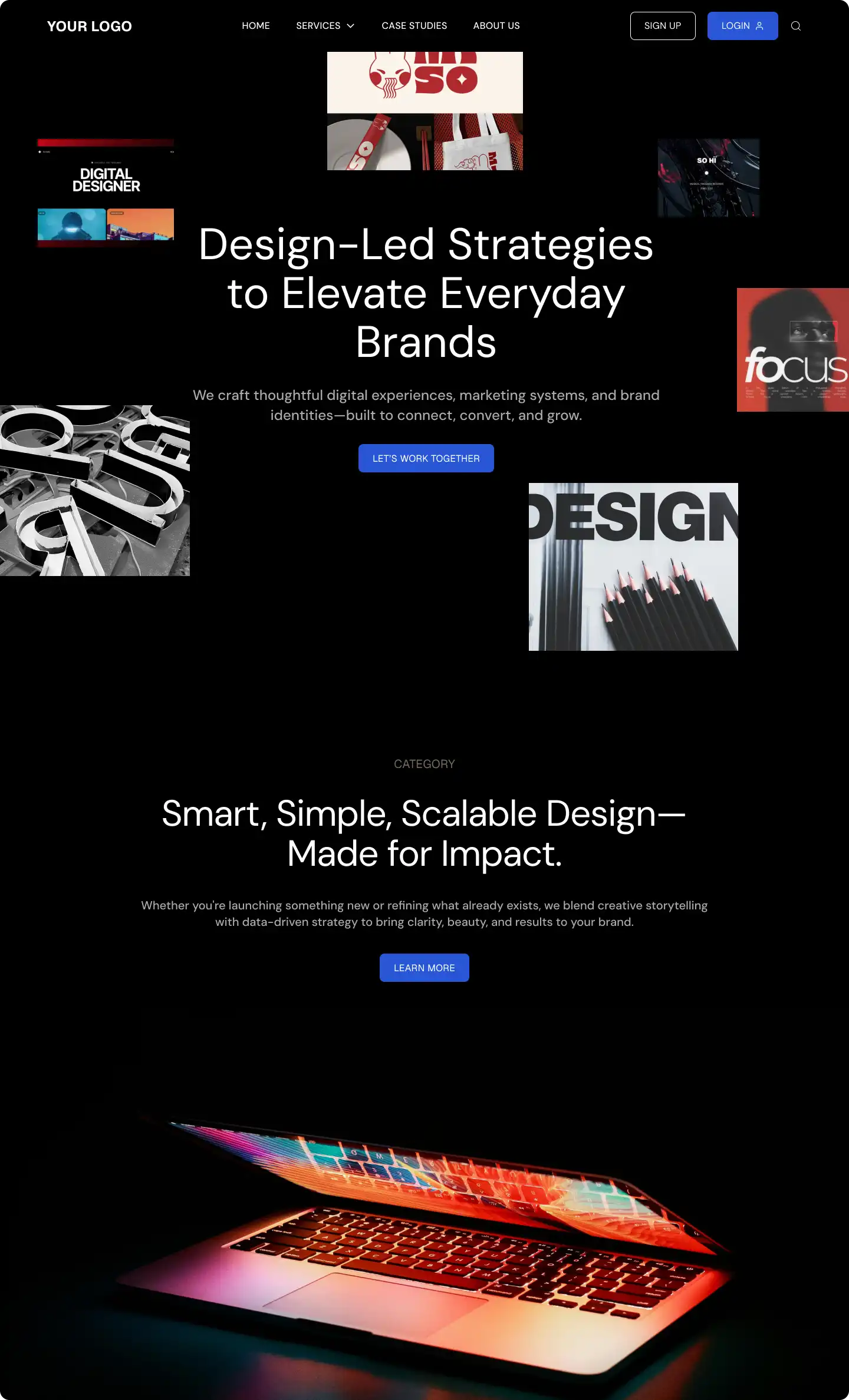 StudioSwift marketing site preview with headline and call to action.